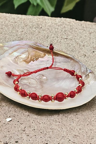 NBS Beautiful Naturel Stones Coral Handcrafted Special Design Natural Stone Bracelet 6 mm