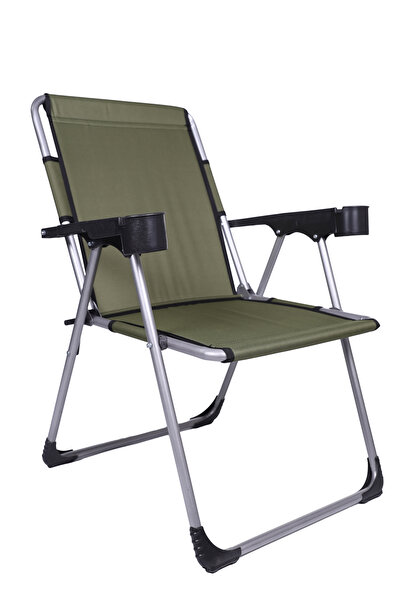 St Morritz Haki 140 Kg Taşima Kapasiteli Lüks Bardaklıklı Kamp & Piknik Sanda...