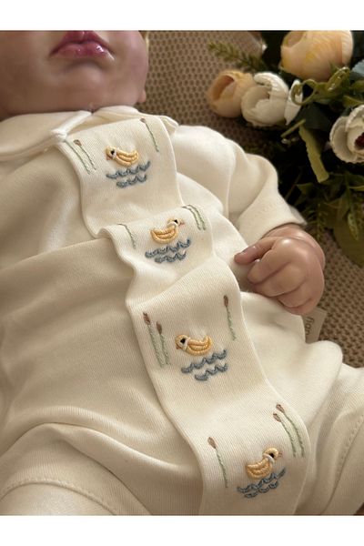 Mama Miel Baby طقم سالوبيت أصفر للأطفال الصغار مصنوع يدويًا على شكل بطة وقبعة