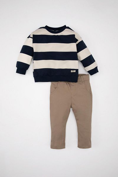 DeFacto Baby Boy Striped Sweatshirt Pants 2-Piece Set C1486a524sp