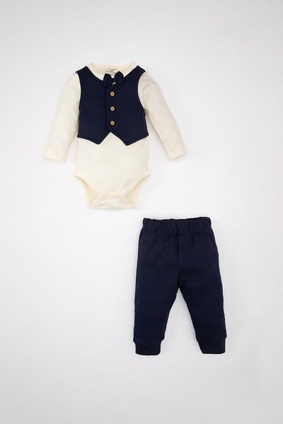 DeFacto 2-Piece Set for Baby Boy - Long Sleeve and Snap Body Sweatpants C1548A524Sm