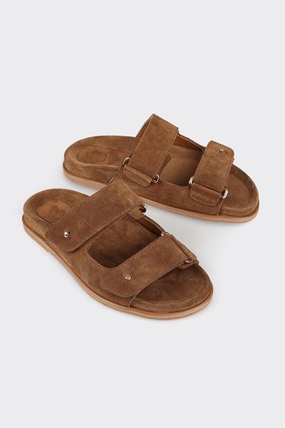 Elle Shoes Tan Leather Women's Slippers