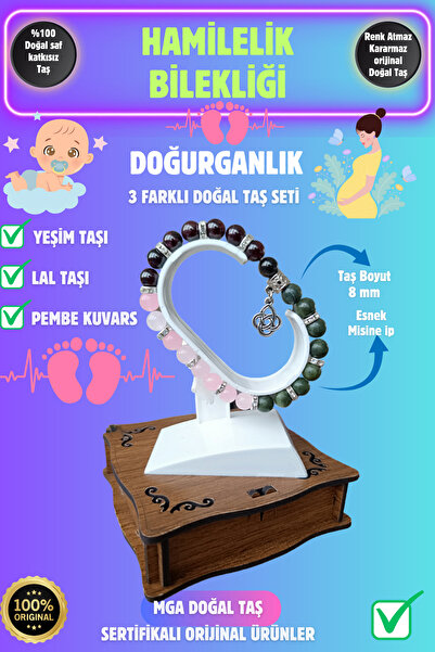 MGA DOĞAL TAŞ Pregnancy natural stone bracelet Jade stone Lal stone Pink quartz stone fertility bracelet