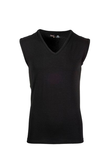 BSM Men's Modal Cotton Black Dip-col V-neck Soft Undershirt