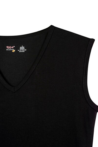 BSM Men's Modal Cotton Black Dip-col V-neck Soft Undershirt