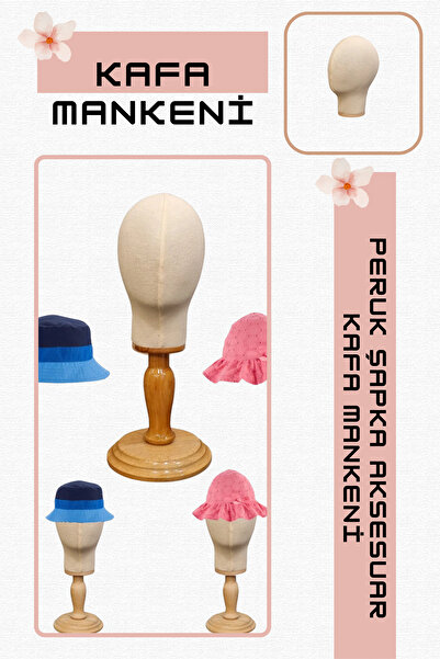 Manken İstanbul Ahşap Standlı Bebek Kafa Mankeni Bebek Şapka Mankeni Bebek Be...