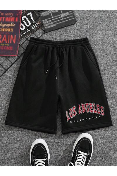 MODARİCH Σορτς Los Angeles - Πλεκτή τσέπη με μαύρη στάμπα