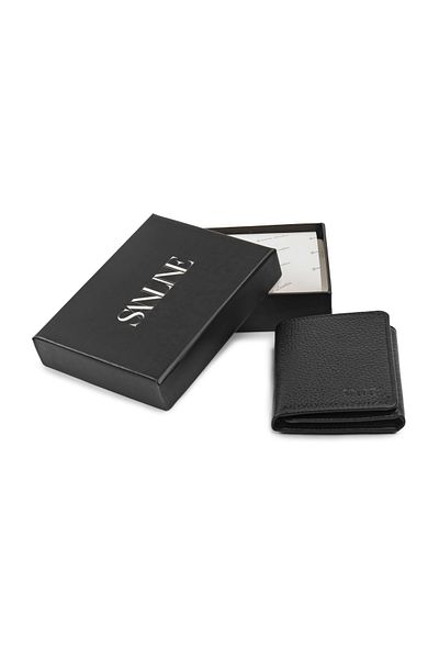 SANLINE Genuine Leather Magnetic Men's wallet Black-tan