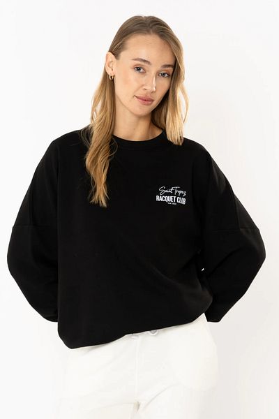 Coredra Hanorac oversize Racquet Lover pentru femei - negru