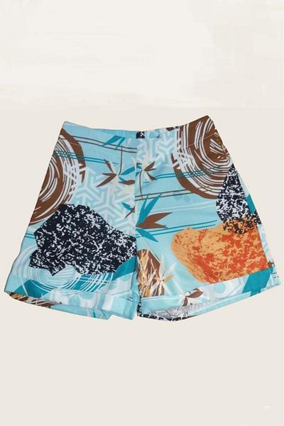 Riccotarz Pantaloni scurți albaștri cu model palmier cu talie elastică pentru fete