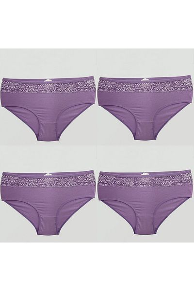 Clara Butik سراويل داخلية نسائية مكونة من 4 قطع من الدانتيل عالي الخصر (ناعمة للغاية ومرنة)