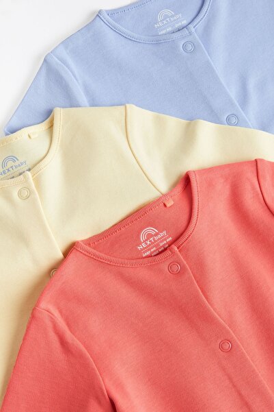 Next Baby Unisex Cotton 3-Piece Jumpsuit Set - Blue, Yellow and Red