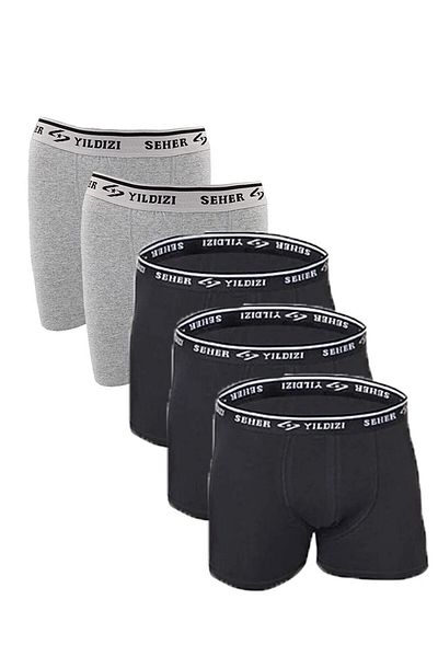 Seher Yıldız Seher Yıldız 0060 5 Pack Lycra Ανδρικά Μπόξερ Μαύρο-Γκρι