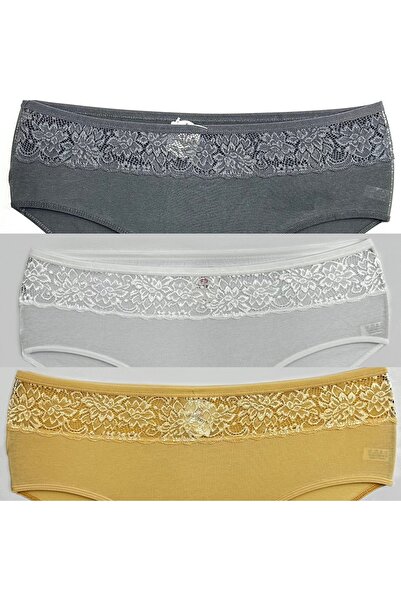Clara Butik 3'lü Kadın Külot Toparlayıcı Yüksek Bel Dantelli Bato (Extra Yumuşak Ve Esnek)