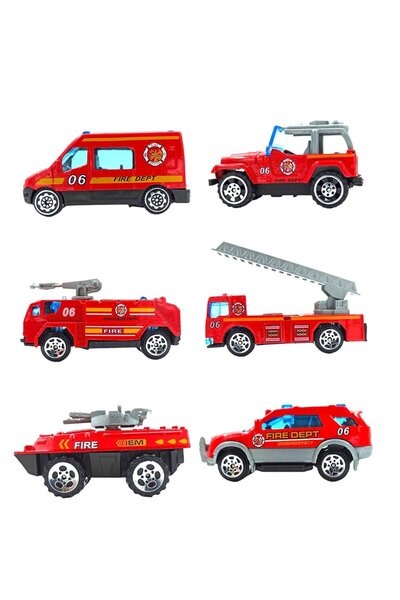 PopŞeker 6'lı Metal Itfaiye Araçları Seti ile Küçük Kahramanlar Kurtarma Oper...
