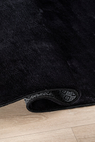 Valery Home Vl Comfort Peluş Halı Siyah Overloklu