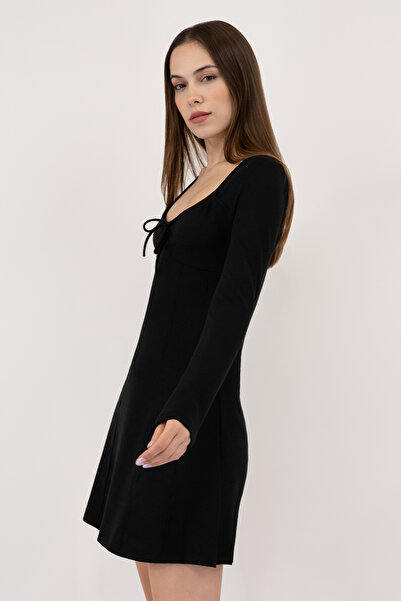 Soyo Γυναικείο Πλεκτό Μίνι Φόρεμα Γυναικείο Μαύρο Κορσέ