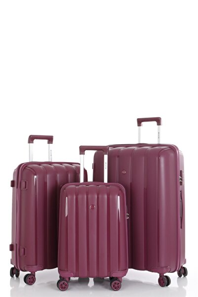 MÇS %100 Polipropilen 3'lü Valiz Seti Büyük + Orta + Kabin Boy CAN305-S