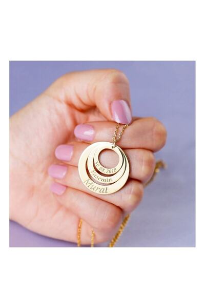 OGO SİLVER 925 Ayar Gümüş Üç Halkalı Isimli Kolye