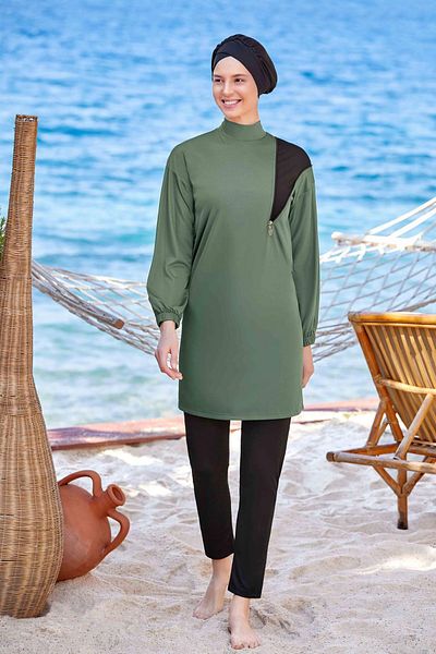 REMSA Lycra Full Covered Hijab Swimsuit Rozamay Area 9238 Khaki