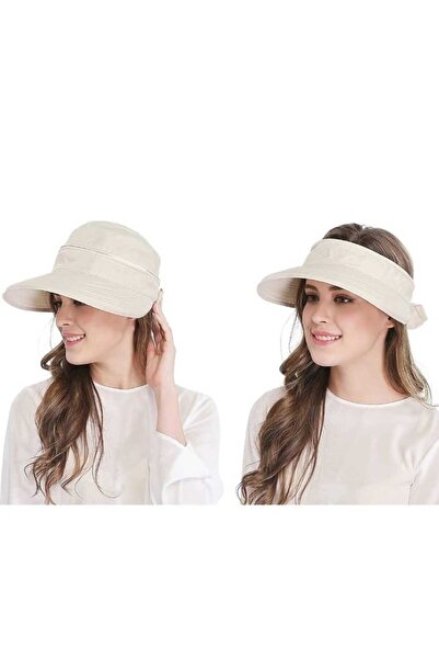 Betülce Морська капелюх з захистом від ультрафіолету, на блискавці, знімний - з бантиком ззаду - бежевий