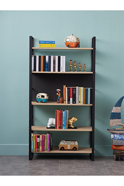 İSTİKBAL Ariel Geniş Kitaplık 5 Raflı Meşe