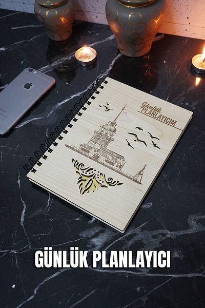 markcat Κοριτσίστικο Ξύλινο Κάλυμμα Σημειωματάριο Σχεδίου - Αντιγραφή χωρίς ημερομηνία - Καθημερινό Planner (UNLIMITED PLANNER) A5