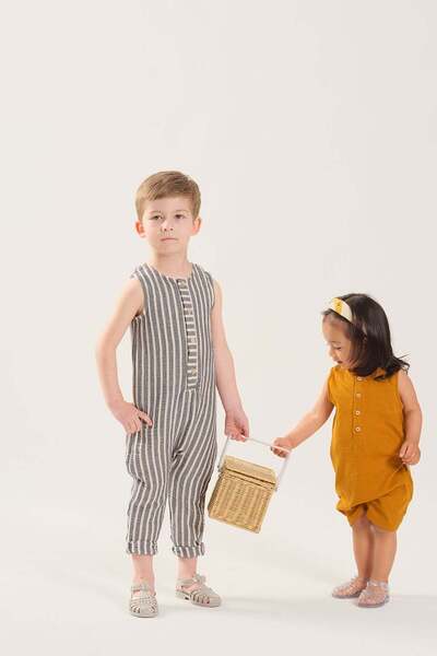 Miela Kids Ριγέ μουσελίνα ολόσωμη φόρμα