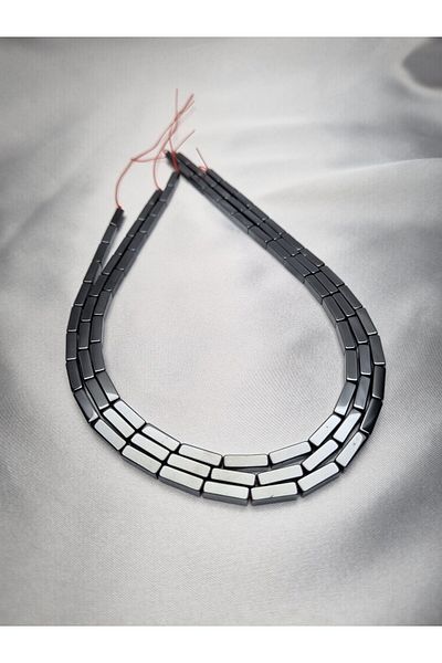 Yüksel Boncuk 4x13mm Square Hematite (Anthracite) Stone Natural Stone String