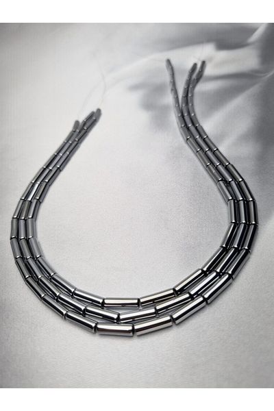 Yüksel Boncuk 4x13mm Cylinder Hematite (Silver) Stone Natural Stone String