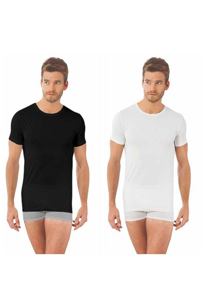 hefox 2 Pieces Men's 100% Cotton Combed Cotton 0 Collar Undershirt by Öztaş