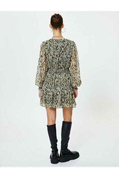 Koton Γυναικείο φόρεμα 4wal80043ıw με πράσινο σχέδιο