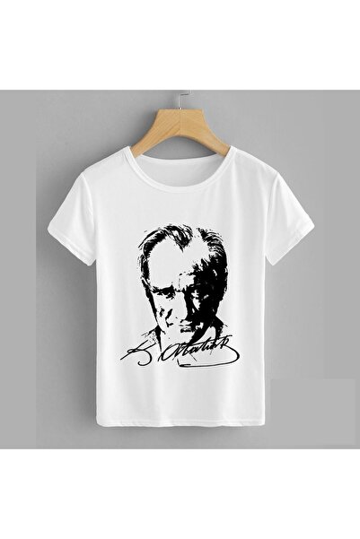 PHAMUK Atatürk Baskılı Siyah Beyaz Gri Antrasit Tişört 23 Nisan 19 Mayıs Bayram