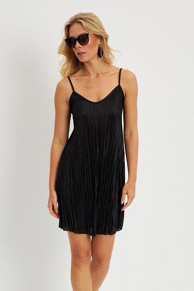 Cool & Sexy Rochie mini plisată neagră pentru femei DMR338