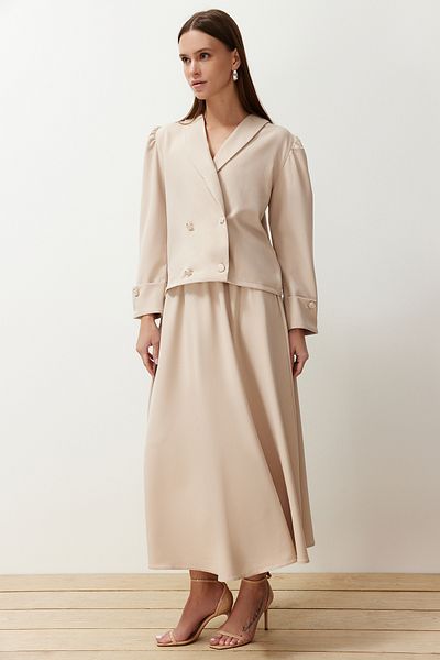 Trendyol Modest Kőszövött szövetkabát szoknya alsó-felső készlet TCTSS24US00063