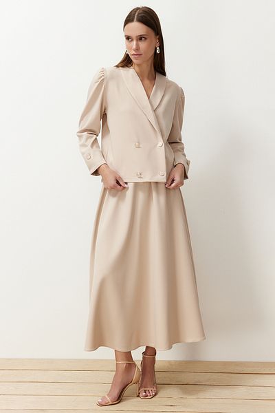 Trendyol Modest Kőszövött szövetkabát szoknya alsó-felső készlet TCTSS24US00063