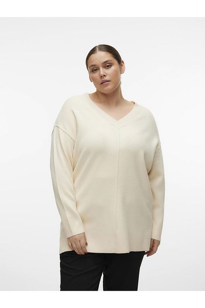 Veromoda Curve Strickpullover VMCGOLD LINK LS LONG V-NECK PULL BOO CUR