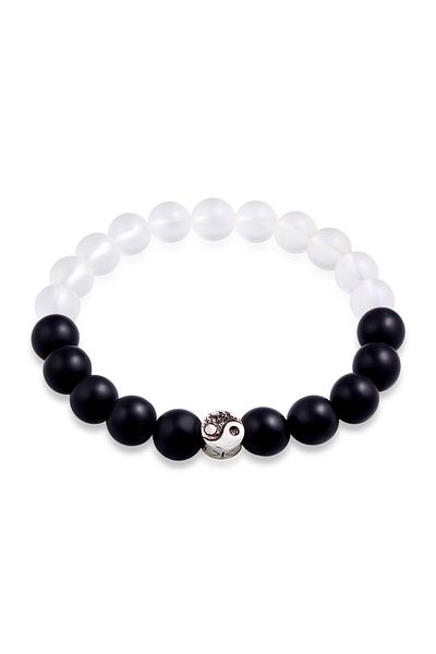 KUZZOI Armband aus 925er Silber – Yin-Yang-Perlen und Kristallperlen
