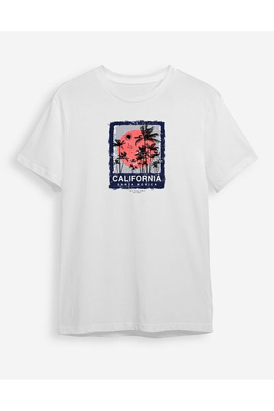 Trendyol Collection Μπλουζάκι California Printed White Regular Cut - TMNSS24TS00248