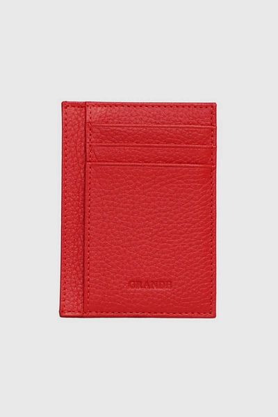 Grande Unisex Red Real Leather Card Holder