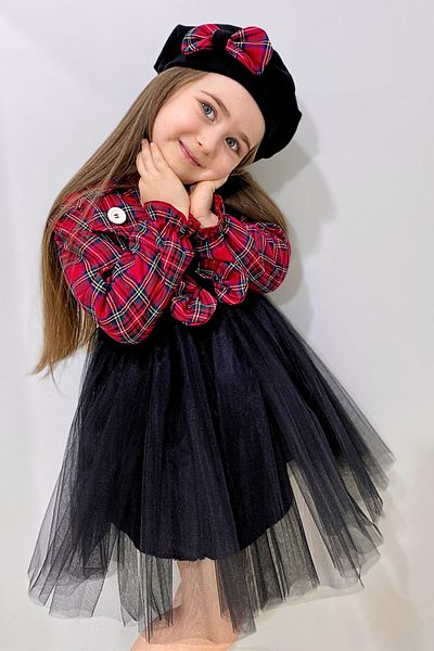 ELAFOR Top jachetă roșie în carouri pentru fetiță - Camisole Imagine Tulle Rochie și pălărie de Anul Nou (Cumpărați mai mult de 1 an)