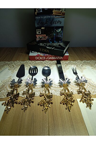 liveisthome Servis Seti 5'li Kelebek Desenli Sunumluk