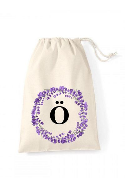 Elbasan Tekstil 20 X 30 Raw Cloth Pouch Letter O Printed Drawstring Raw Cloth Pouch (1 Piece)