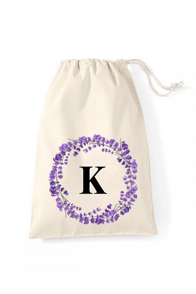 Elbasan Tekstil 20 X 30 Raw Cloth Pouch Letter K Printed Drawstring Raw Cloth Pouch (1 Piece)