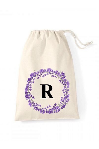 Elbasan Tekstil 20 X 30 Raw Cloth Pouch Letter R Printed Drawstring Raw Cloth Pouch (1 Piece)