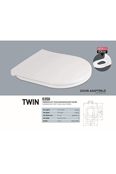Nur NKP THERMOPLAST YVŞ KAP. TWIN ÇOCUK YETİŞKİN KLOZET KAPAĞI