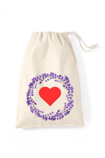 Elbasan Tekstil 20 X 30 Raw Cloth Pouch Heart Printed Drawstring Raw Cloth Pouch (1 Piece)