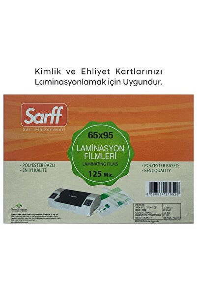 SARFF 125 Mikron 65x95mm Pvc Kimlik Ve Ehliyet Laminasyon Filmi (100 LÜ PAKET)