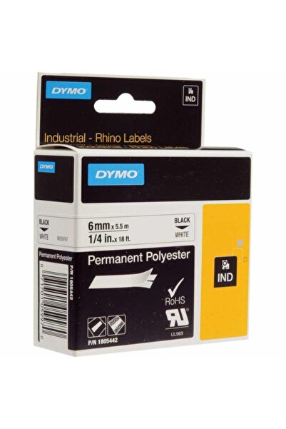 Dymo Rhino Pro Sabit Polyester Şerit 6mmx5,5m Beyaz/siyah (1805442)