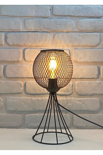365GUNSERİSONU مصباح طاولة عاكس الضوء على شكل سلك معدني أسود مخروطي الشكل